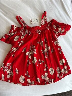 Sienna Sky Red Floral Off-Shoulder Tank with Straps